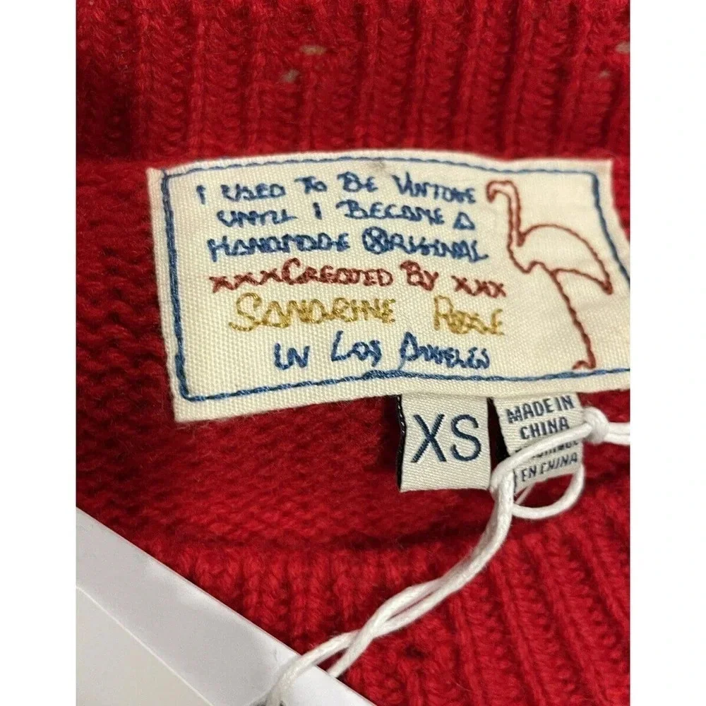 Free People Sandrine Rose Sweater Colorblock Cashmere Blend Red XS The Outsider